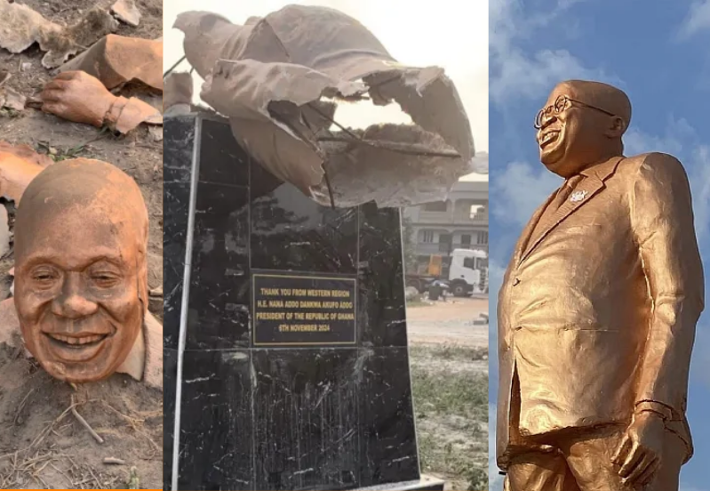 Ghana : Moins d’une semaine après son départ de la présidence, la statue de Akufo-Addo vandalisée